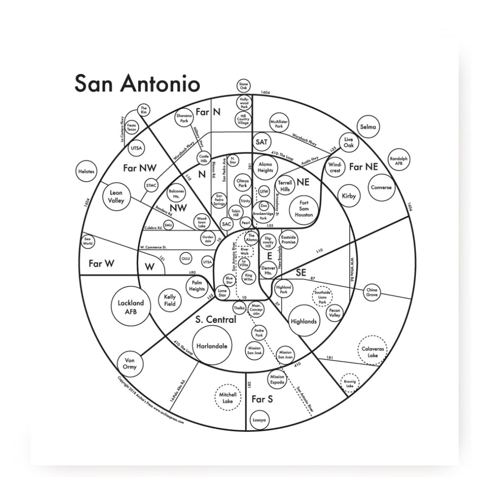 San Antonio Letterpress Print by Archie's Press