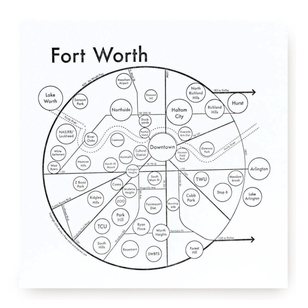 Fort Worth Letterpress Print by Archie's Press