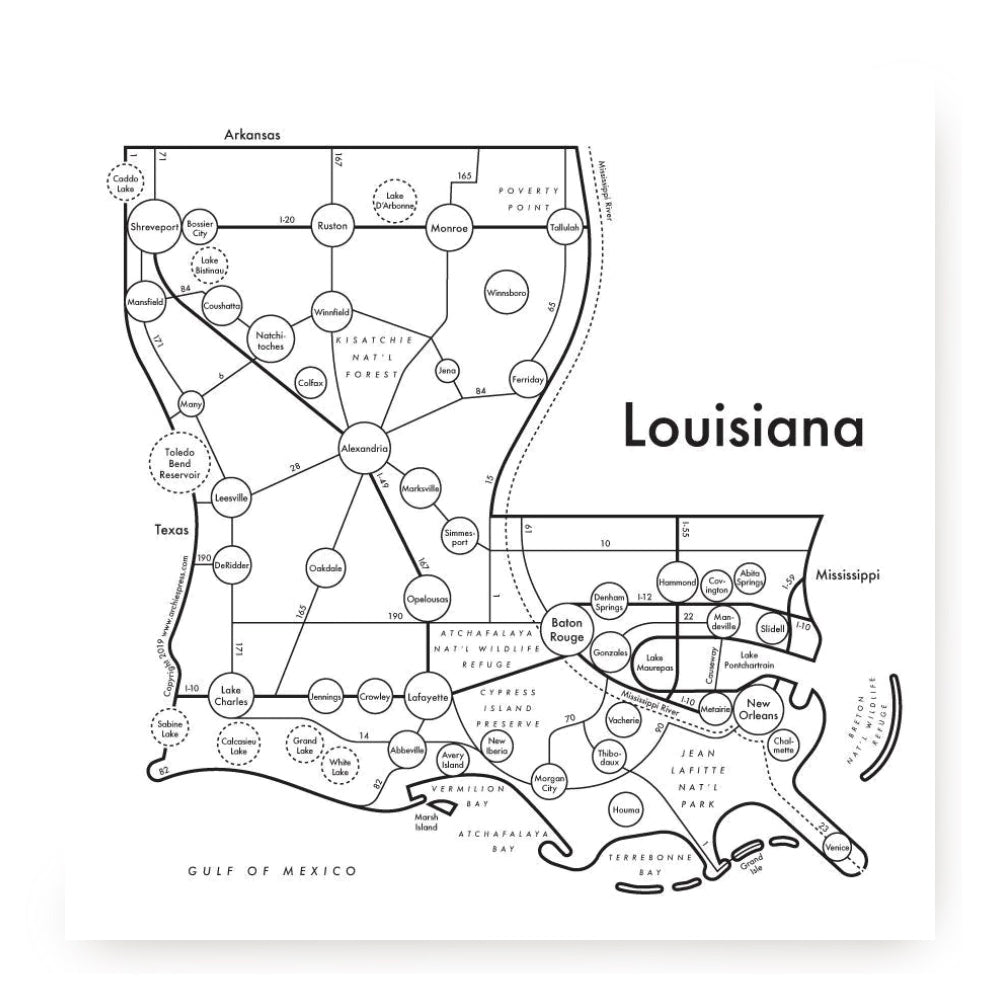 Louisiana Letterpress Print by Archie's Press