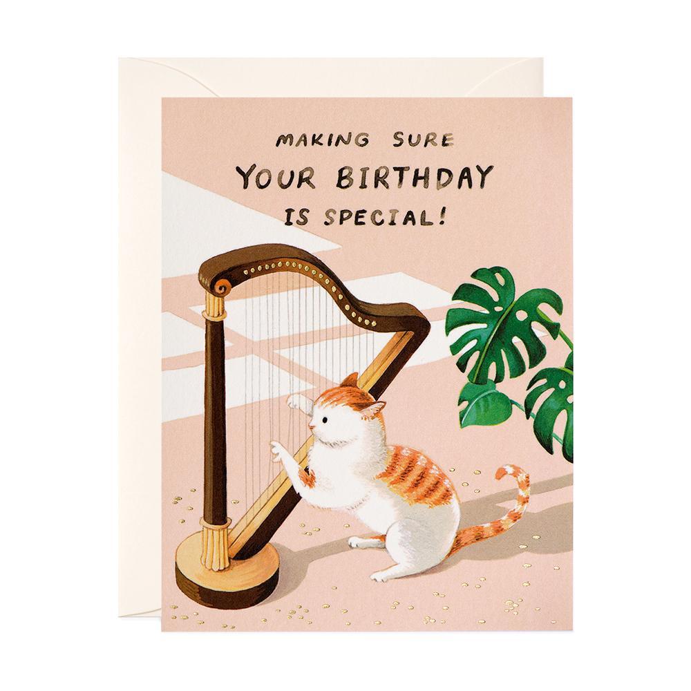 Cat & Harp Birthday Card-Read Between The Lines®