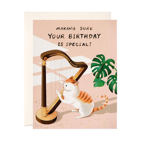 Cat & Harp Birthday Card-Read Between The Lines®