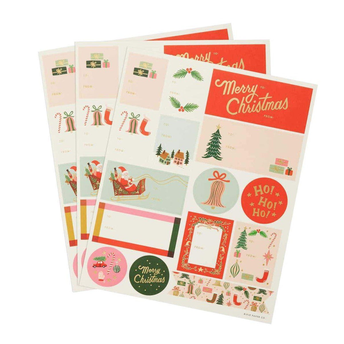 Pack of 3 Deck the Halls Labels-Read Between The Lines®Deck The Halls Labels by Rifle Paper Co.
